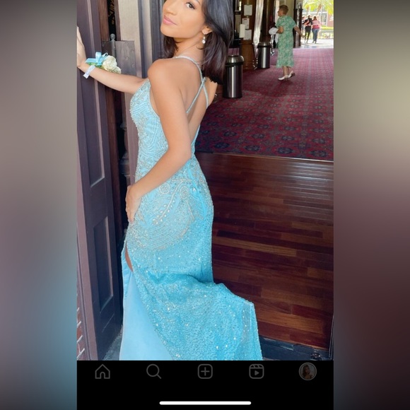 Light blue sequined prom dress from Niki’s Glitz and Glam - Picture 2 of 2